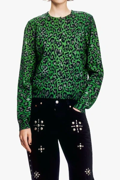 Anna Sui Jaguar Printed Knit Cardigan In Multi