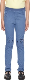 Anna Sui Kids Blue Embroidered Lounge Pants In 51 Blue
