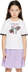 Anna Sui Kids White Embroidered T-shirt In 01 White