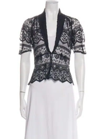 Pre-owned Anna Sui Lace Pattern Bolero In White