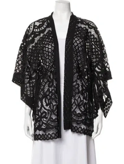 Pre-owned Anna Sui Lace Pattern Jacket In Black