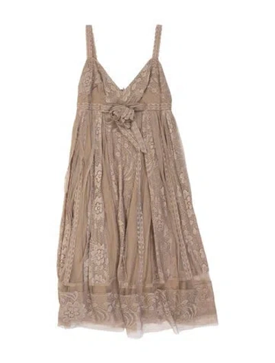 Pre-owned Anna Sui Lace Pattern Long Dress In Neutrals