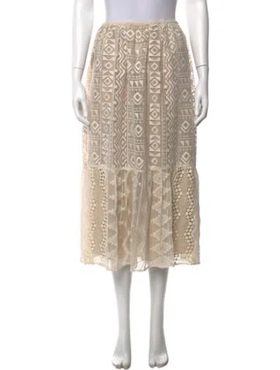 Pre-owned Anna Sui Lace Pattern Midi Length Skirt In Neutral