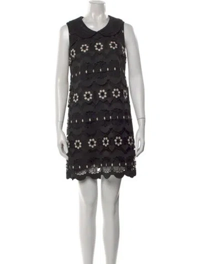 Pre-owned Anna Sui Lace Pattern Mini Dress In Black