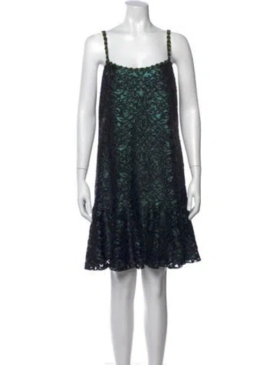 Pre-owned Anna Sui Lace Pattern Mini Dress In Black