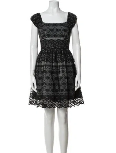 Pre-owned Anna Sui Lace Pattern Mini Dress In Black