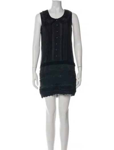 Pre-owned Anna Sui Lace Pattern Mini Dress In Green