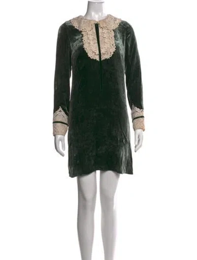 Pre-owned Anna Sui Lace Pattern Mini Dress In Green
