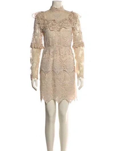 Pre-owned Anna Sui Lace Pattern Mini Dress In Neutral