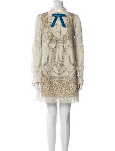 Pre-owned Anna Sui Lace Pattern Mini Dress In Neutral