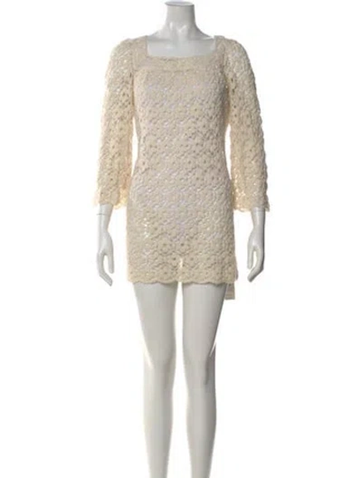 Pre-owned Anna Sui Lace Pattern Mini Dress In Neutral
