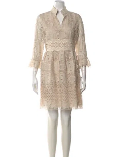 Pre-owned Anna Sui Lace Pattern Mini Dress In Neutral