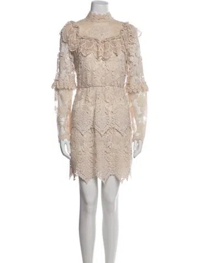 Pre-owned Anna Sui Lace Pattern Mini Dress In Neutrals