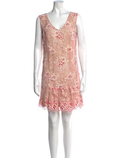 Pre-owned Anna Sui Lace Pattern Mini Dress In Pink