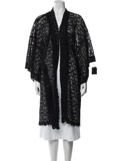 Pre-owned Anna Sui Lace Pattern Sweater In Black