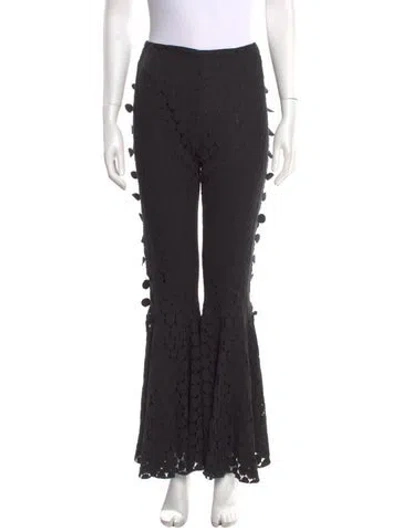 Pre-owned Anna Sui Lace Pattern Wide Leg Pants In Black