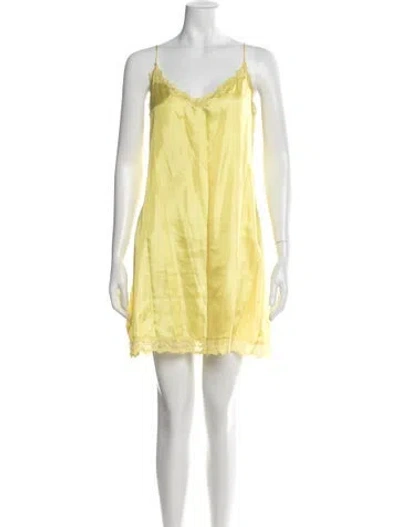 Pre-owned Anna Sui Lace Trim Embellishment Nightgown In Yellow