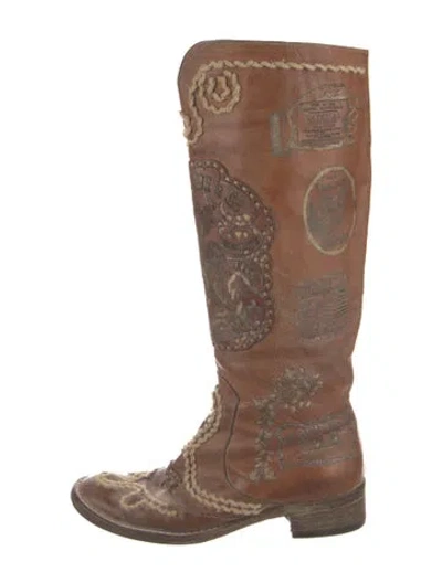 Pre-owned Anna Sui Leather Boots In Brown