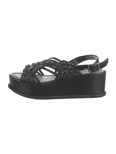 Pre-owned Anna Sui Leather Braided Accents Sandals In Black