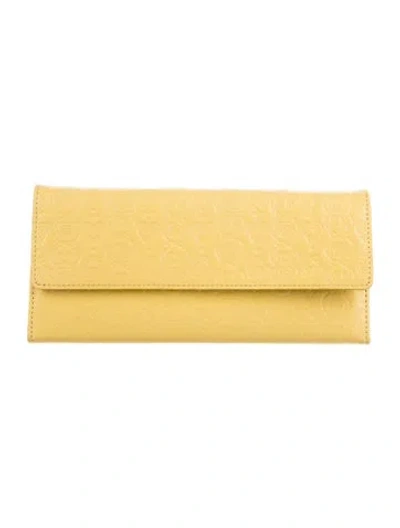Pre-owned Anna Sui Leather Continental Wallet In Yellow