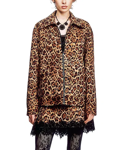 Anna Sui Leopard Denim Jacket In Animal Print