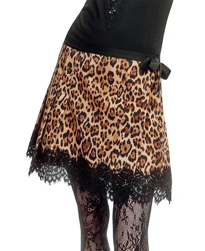 Anna Sui Leopard Denim Kilt In Purple