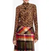 Anna Sui Leopard Knit Turtleneck In Multi