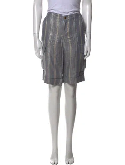 Pre-owned Anna Sui Linen Knee-length Shorts In Blue