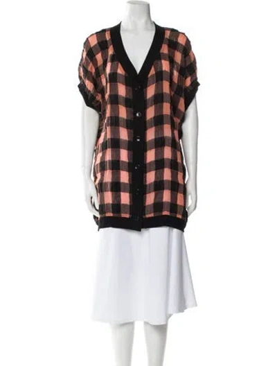 Pre-owned Anna Sui Linen Plaid Print Tunic In Brown