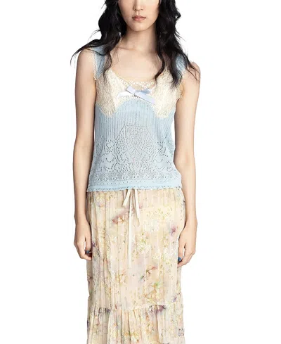 Anna Sui Lingerie Lace Knit Camisole - Blush In Blue