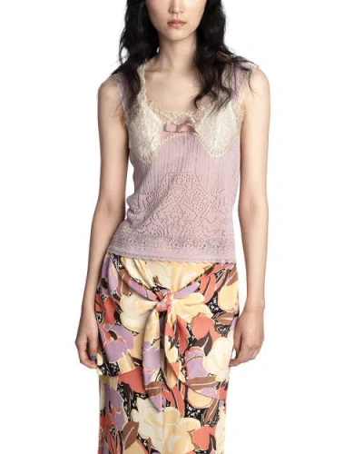 Anna Sui Lingerie Lace Knit Camisole In Pink