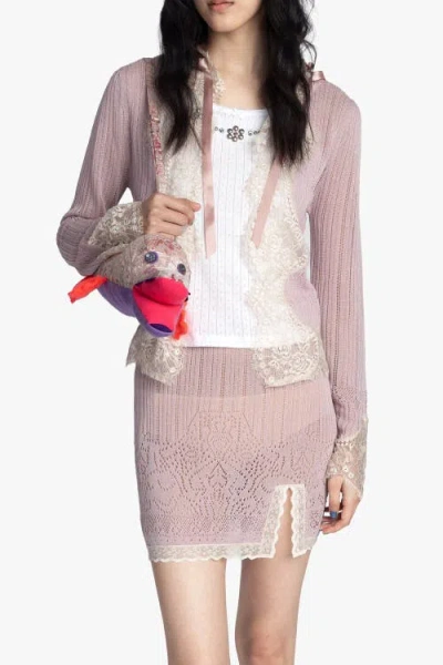 Anna Sui Lingerie Lace Knit Cardigan In Pink