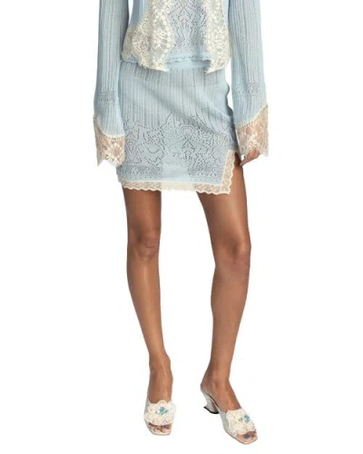 Anna Sui Lingerie Lace Knits Skirt In Blue