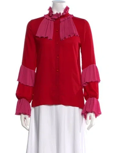 Pre-owned Anna Sui Long Sleeve Blouse In Red