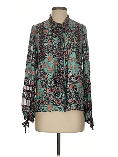 Pre-owned Anna Sui Long Sleeve Blouse In Teal