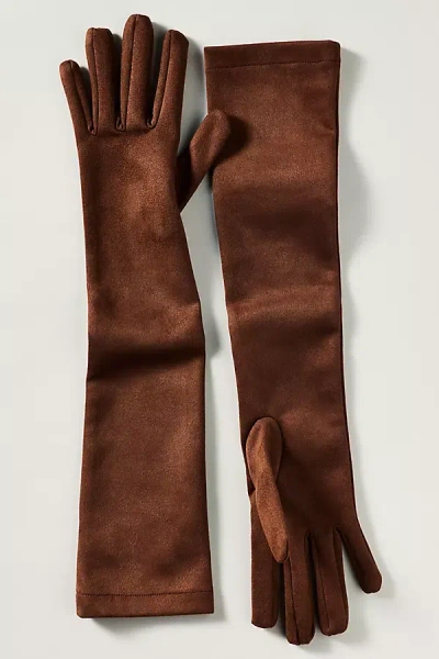 Anna Sui Longline Gloves In Brown