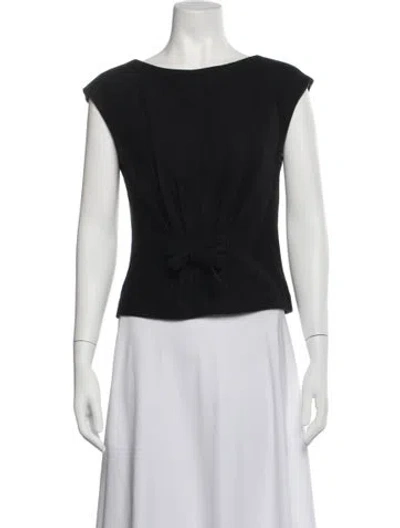 Pre-owned Anna Sui Merino Wool Scoop Neck Top In Black