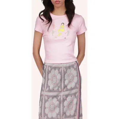 Anna Sui Mermaid Baby Tee In Pink