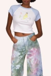Anna Sui Mermaid Raglan Baby Tee In White