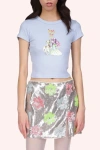 Anna Sui Micro Ribbed Baby Tee In Blue