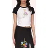 Anna Sui Micro Ribbed Raglan Baby Tee In White