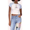 Anna Sui Micro Ribbed Raglan Baby Tee In Blue