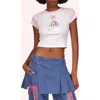 Anna Sui Micro Ribbed Raglan Baby Tee In Pink