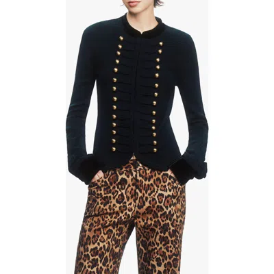 Anna Sui Military Cardigan Jacket In Black
