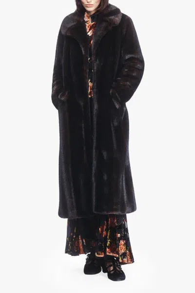 Anna Sui Mink Faux Fur Coat In Black