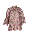 Anna Sui Mock Neck Floral Lace Blouse In Pink Polyester In Pink