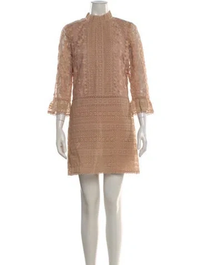 Pre-owned Anna Sui Mock Neck Mini Dress In Neutral