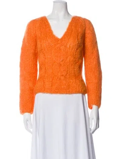 Pre-owned Anna Sui Mohair V-neck Sweater In Orange