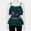 Anna Sui Multicolor Printed Silk Ruffled Sleeveless Top In Multi