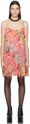 Anna Sui Multicolor Ruffled Minidress In Magenta Multi